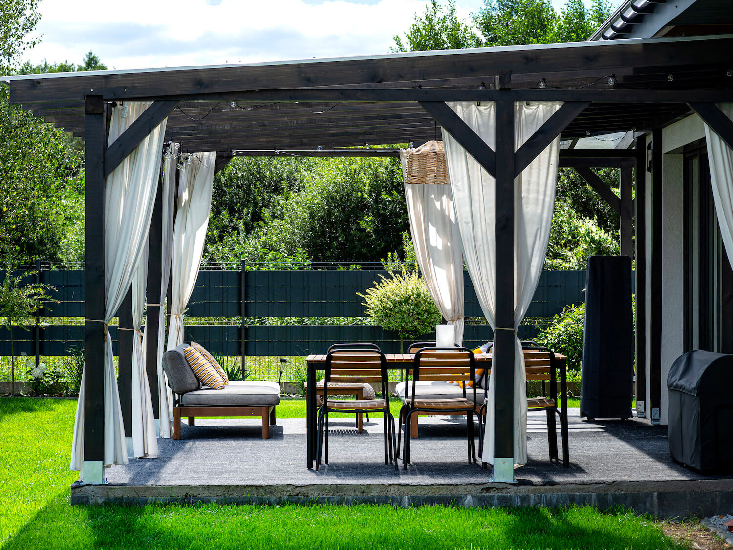 Pergola over outdoor living area
